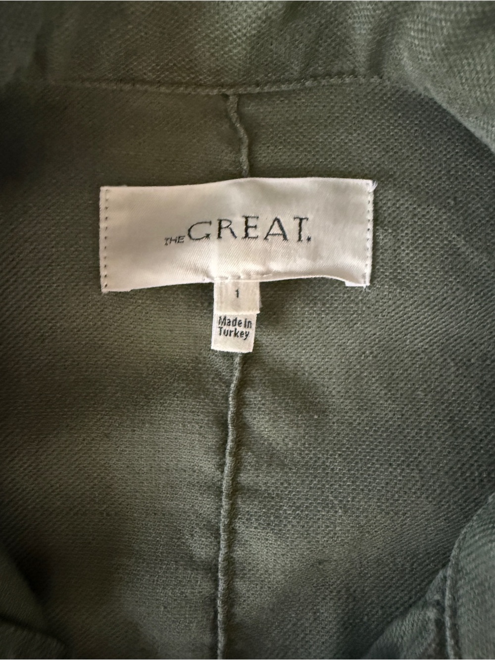 THE GREAT army green jacket utility chore coat style lightweight size 1 small - Picture 3 of 15